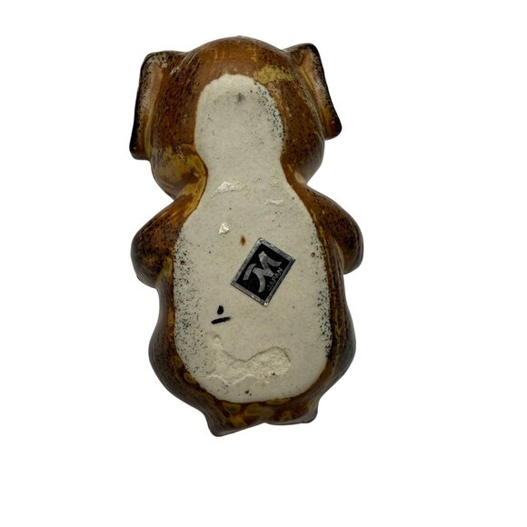 Vintage Pottery Tea Light Holder Brown Puppy Dog Figural Candle Succulent Japan - Picture 7 of 9